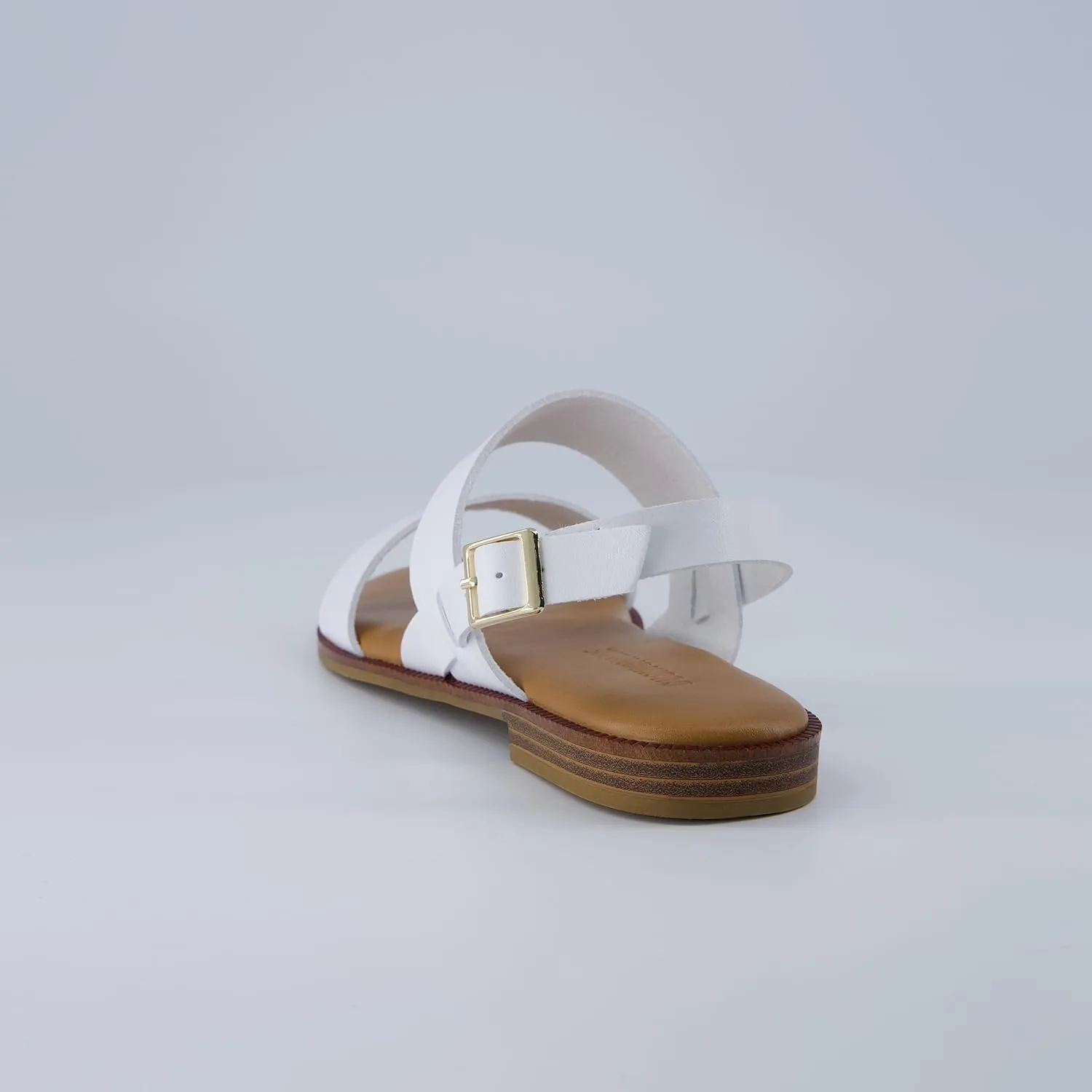 CUSHIONAIRE Lima Women’s Two-Strap Sandal – Faux Leather Flat with Adjustable Ankle Strap & Cushioned Footbed