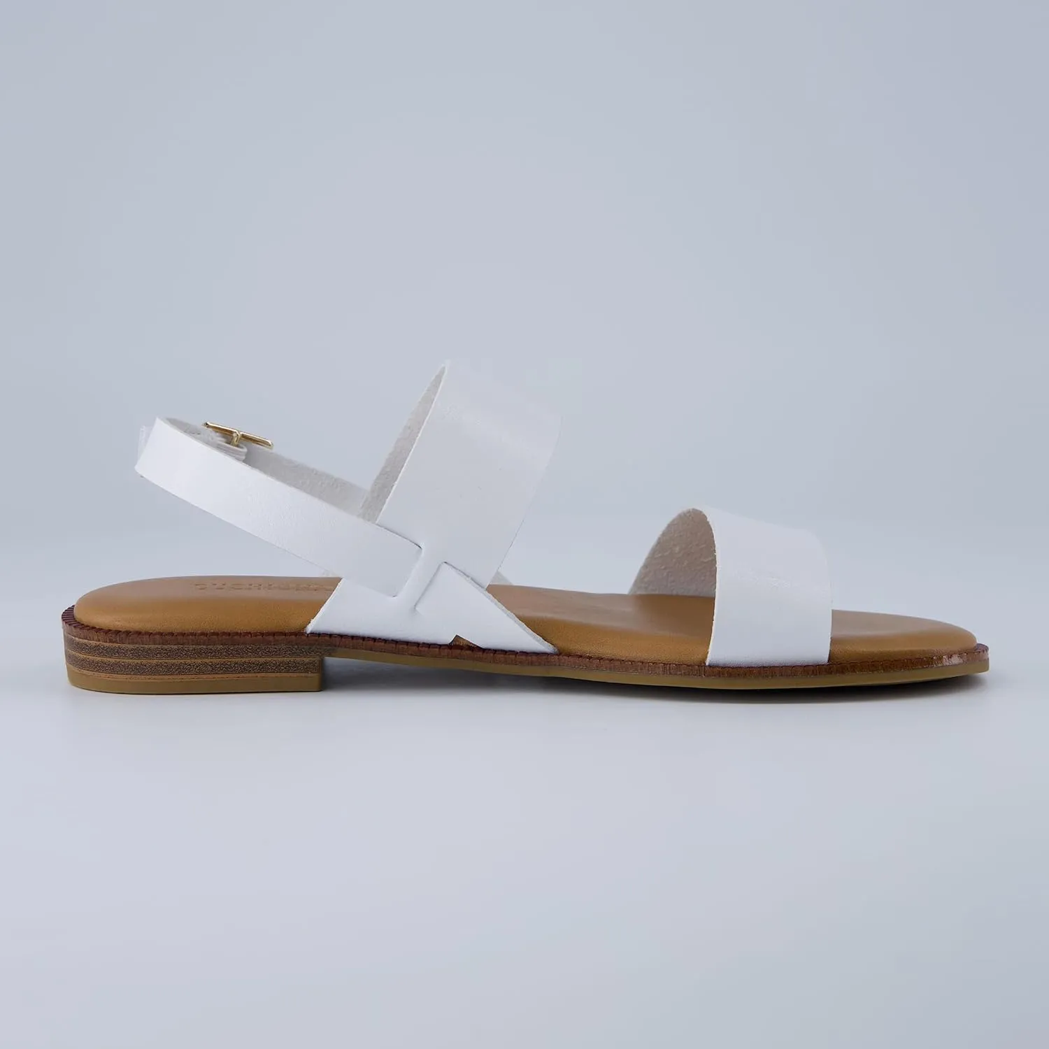 CUSHIONAIRE Lima Women’s Two-Strap Sandal – Faux Leather Flat with Adjustable Ankle Strap & Cushioned Footbed