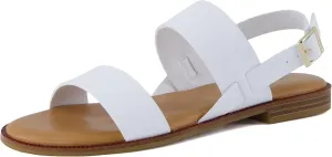CUSHIONAIRE Lima Women’s Two-Strap Sandal – Faux Leather Flat with Adjustable Ankle Strap & Cushioned Footbed