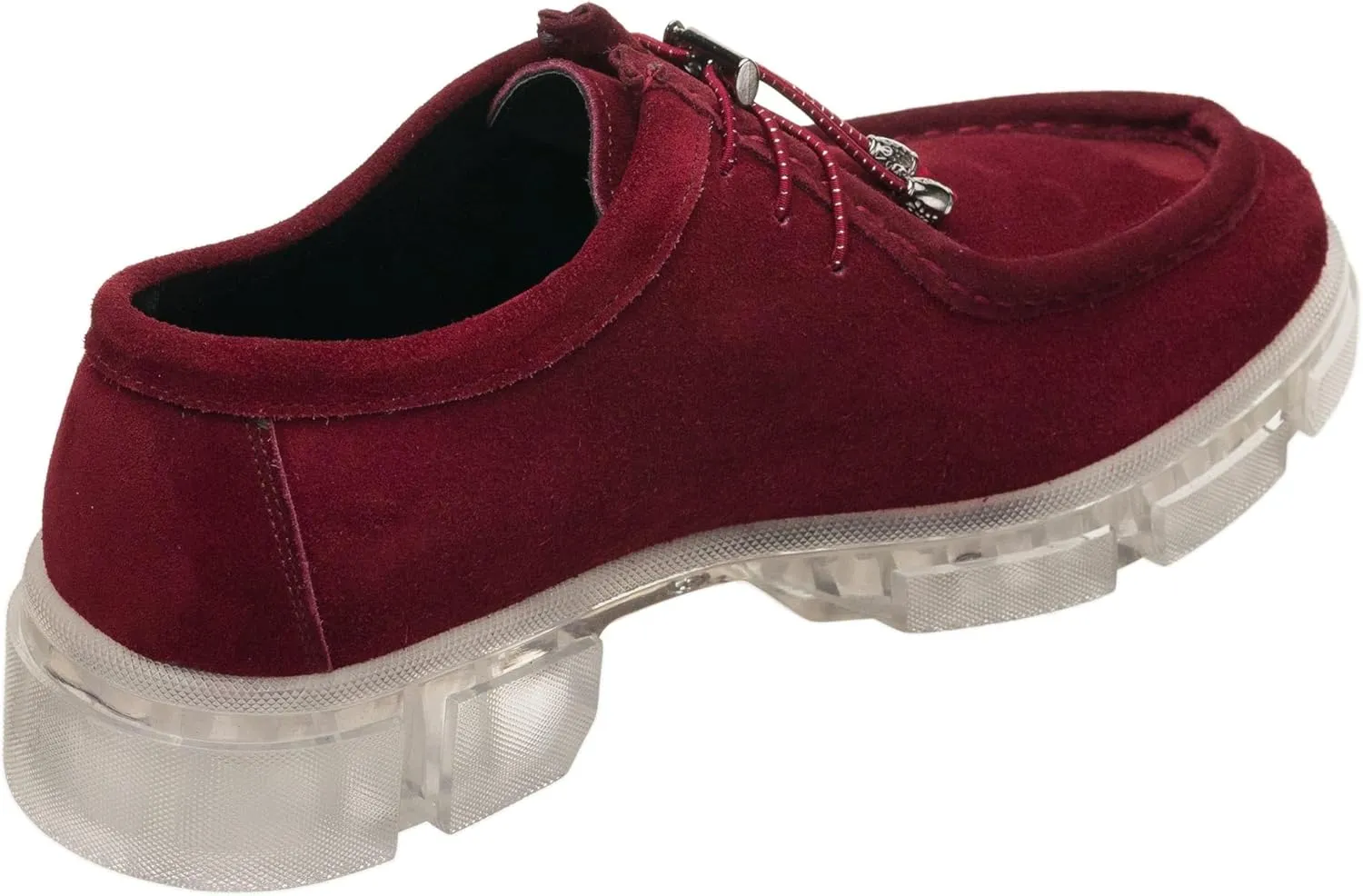 DALGALA Women's Burgundy Suede Big Size Handmade Oxford Derby Platform Women's Oxfords Comfortable Dressy Slip On, Lace Up Casual Work Business Dress Office Shoes