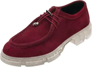DALGALA Women's Burgundy Suede Big Size Handmade Oxford Derby Platform Women's Oxfords Comfortable Dressy Slip On, Lace Up Casual Work Business Dress Office Shoes