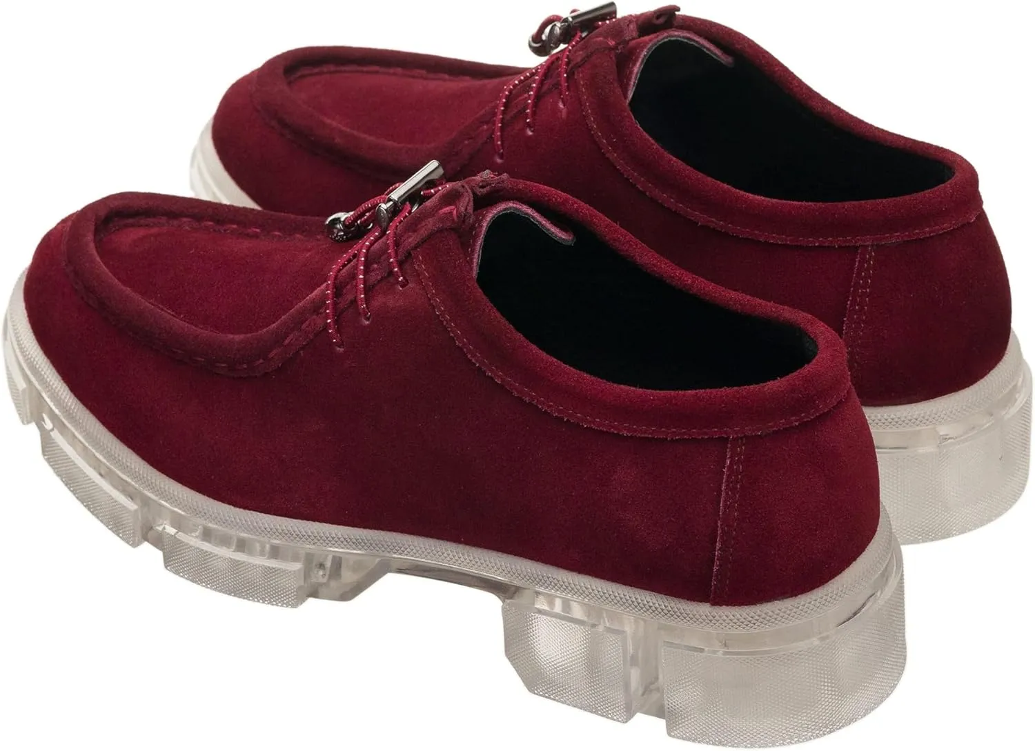 DALGALA Women's Burgundy Suede Big Size Handmade Oxford Derby Platform Women's Oxfords Comfortable Dressy Slip On, Lace Up Casual Work Business Dress Office Shoes
