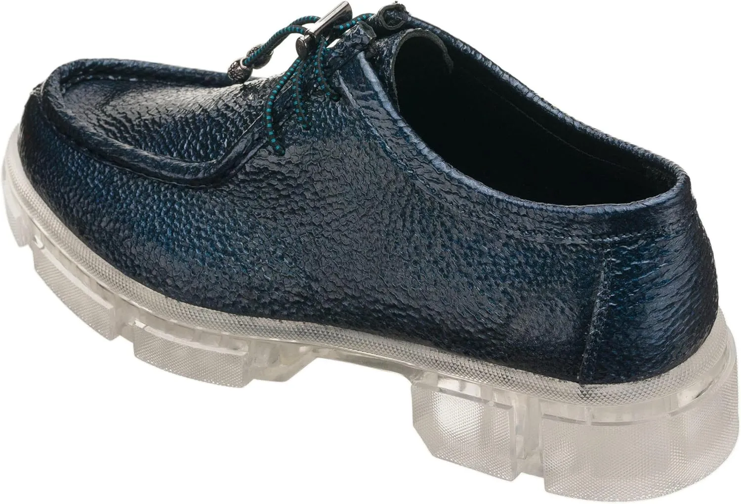 DALGALA Women's Navy Blue Metallic Calfskin Big Size Handmade Oxford Derby Platform Women's Oxfords Comfortable Dressy Slip On, Lace Up Casual Work Business Dress Office Shoes,Evening Flats,Wedding Flats