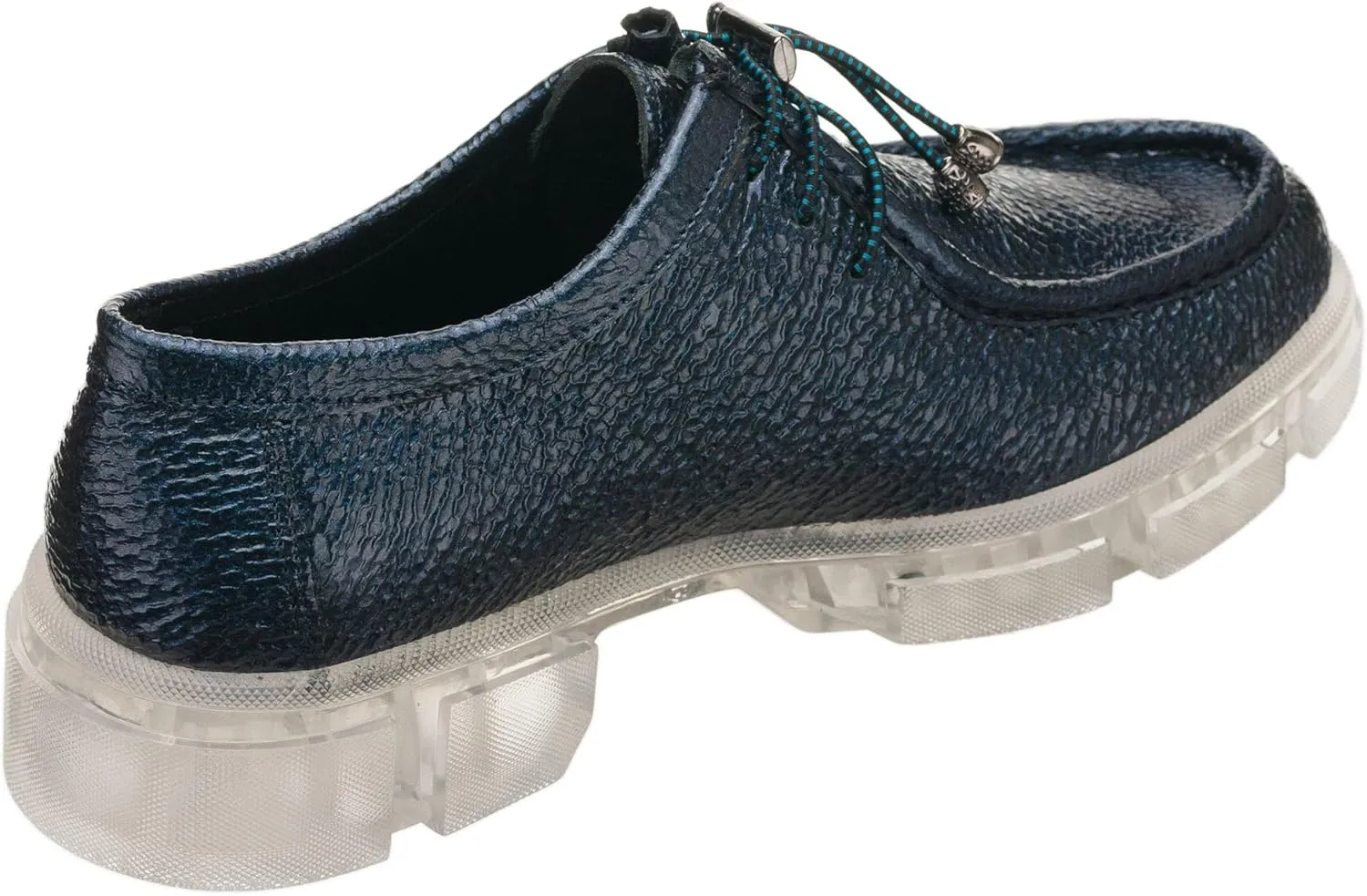 DALGALA Women's Navy Blue Metallic Calfskin Big Size Handmade Oxford Derby Platform Women's Oxfords Comfortable Dressy Slip On, Lace Up Casual Work Business Dress Office Shoes,Evening Flats,Wedding Flats