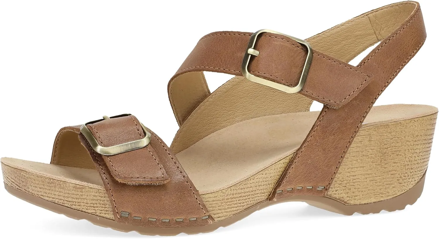 Dansko Trinity Wedge Sandal for Women – Contoured Footbed for All-Day Comfort and Support – Hook & Loop Strap with Buckle Detail – Lightweight Rubber Outsole