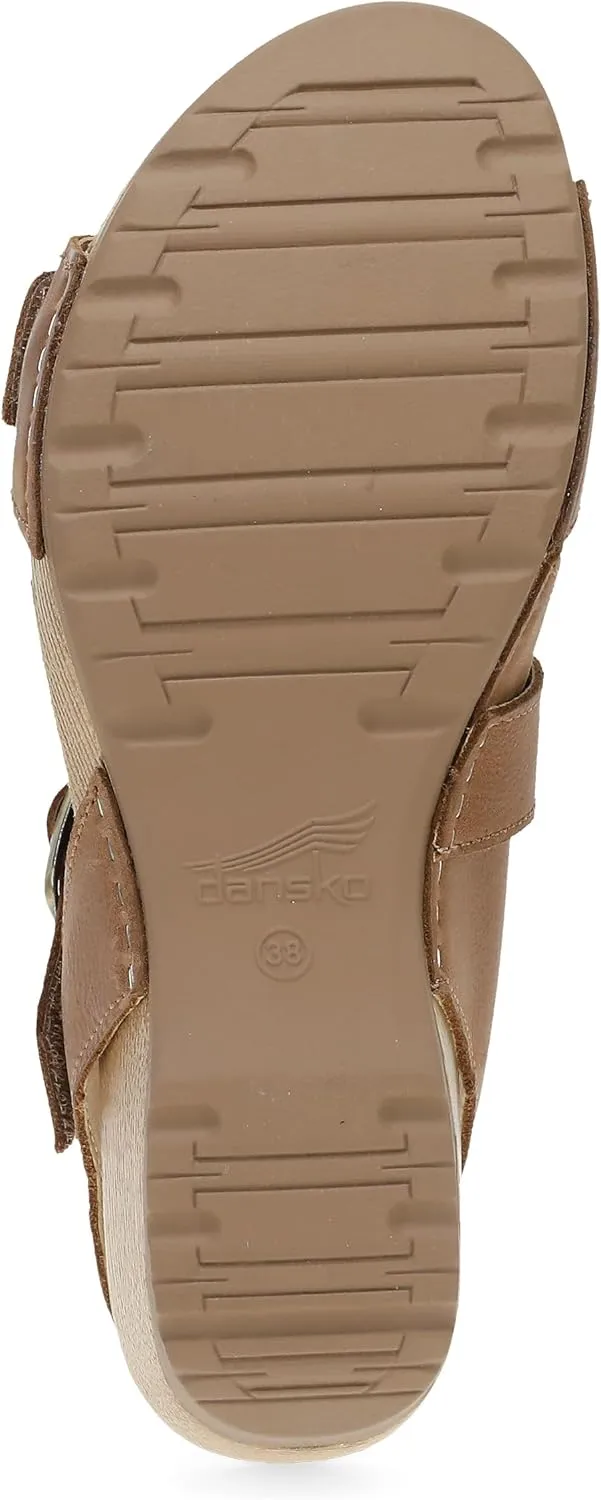 Dansko Trinity Wedge Sandal for Women – Contoured Footbed for All-Day Comfort and Support – Hook & Loop Strap with Buckle Detail – Lightweight Rubber Outsole