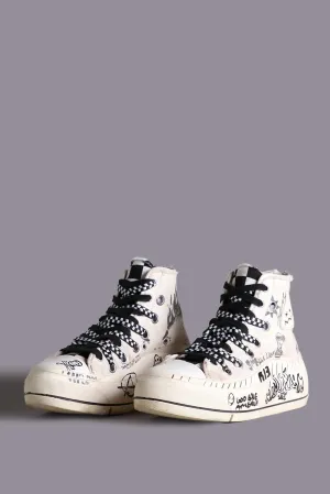 DOUBLE GROMMET KURT HIGH TOP SNEAKER - GRAFFITI ECRU CHECKER
