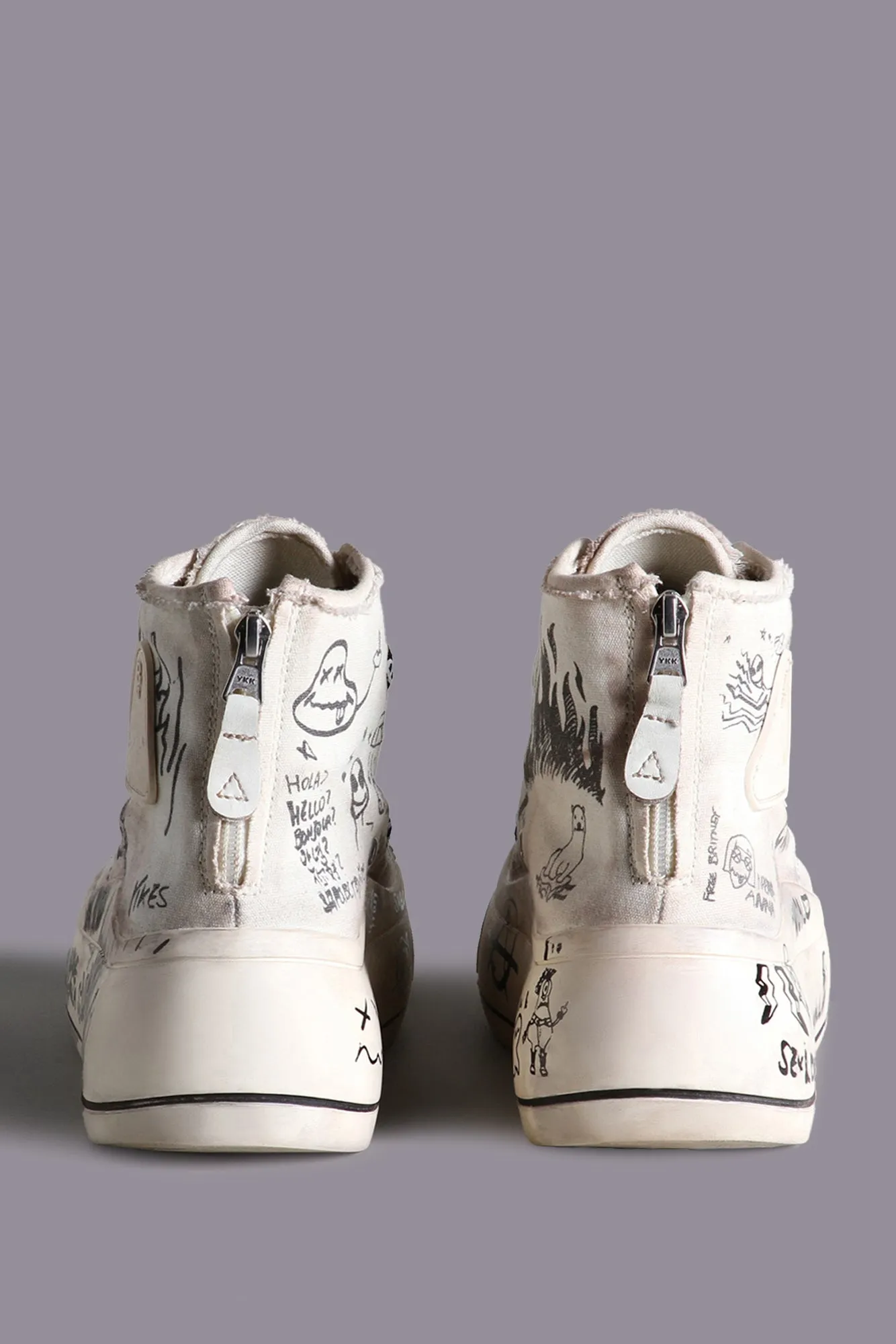 DOUBLE GROMMET KURT HIGH TOP SNEAKER - GRAFFITI ECRU CHECKER