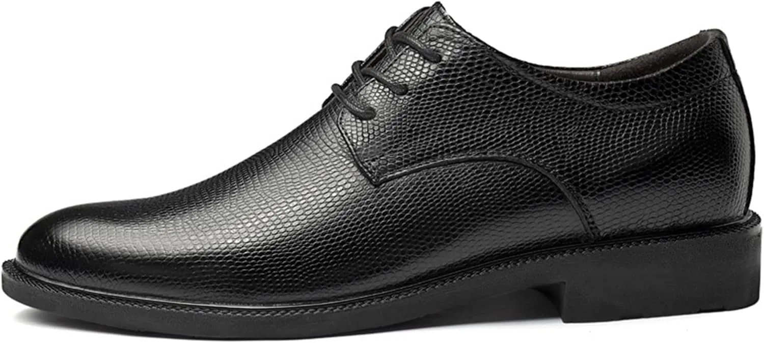 Dress Oxford Shoes for Men Lace Up Height Increasing Elevator Leather Derby Shoes 2.3 Inches Taller Slip Resistant Rubber Sole Low Top Block Heel