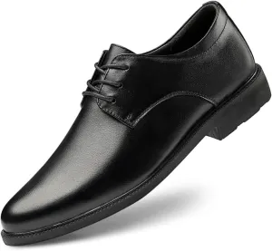Dress Oxford Shoes for Men Lace Up Height Increasing Elevator Leather Derby Shoes 2.3 Inches Taller Slip Resistant Rubber Sole Low Top Block Heel