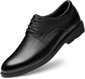 Dress Oxford Shoes for Men Lace Up Height Increasing Elevator Leather Derby Shoes 2.3 Inches Taller Slip Resistant Rubber Sole Low Top Block Heel