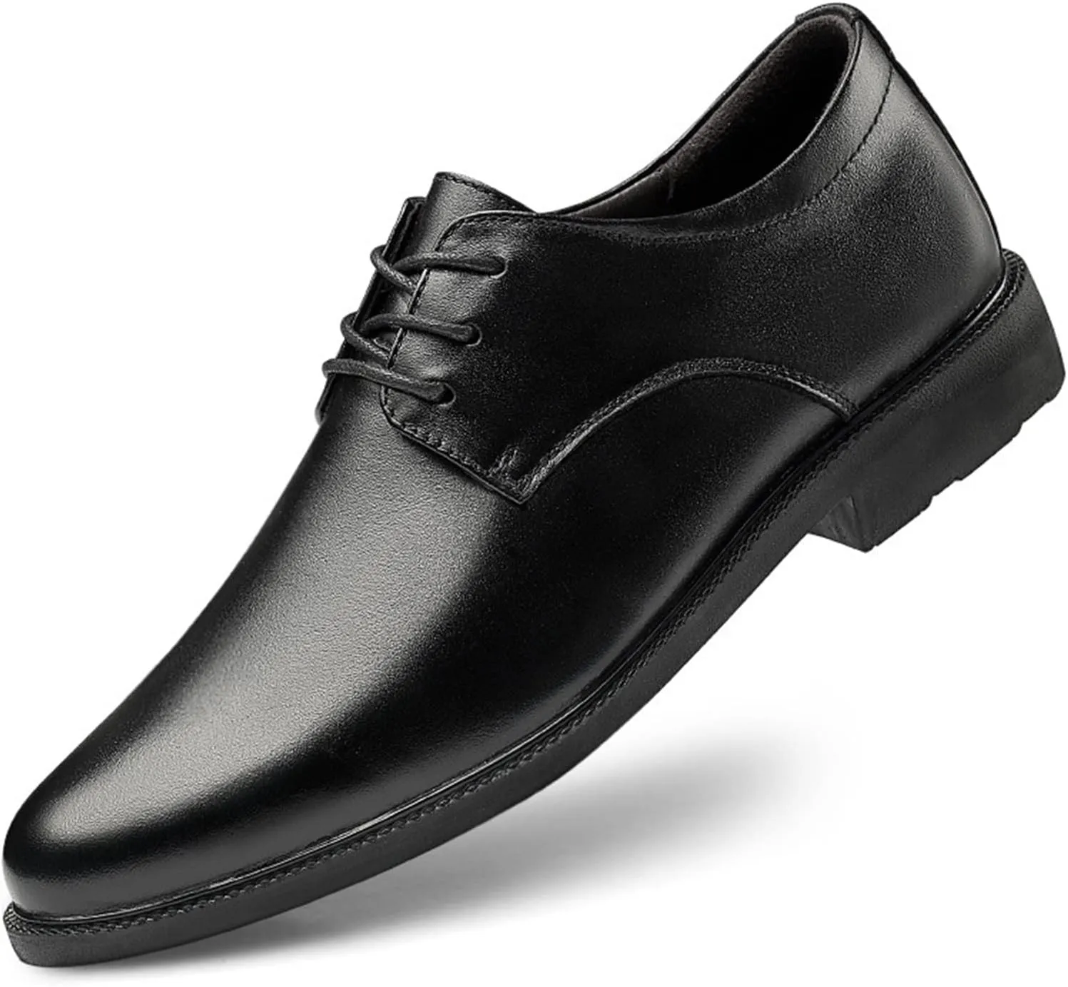 Dress Oxford Shoes for Men Lace Up Height Increasing Elevator Leather Derby Shoes 2.3 Inches Taller Slip Resistant Rubber Sole Low Top Block Heel