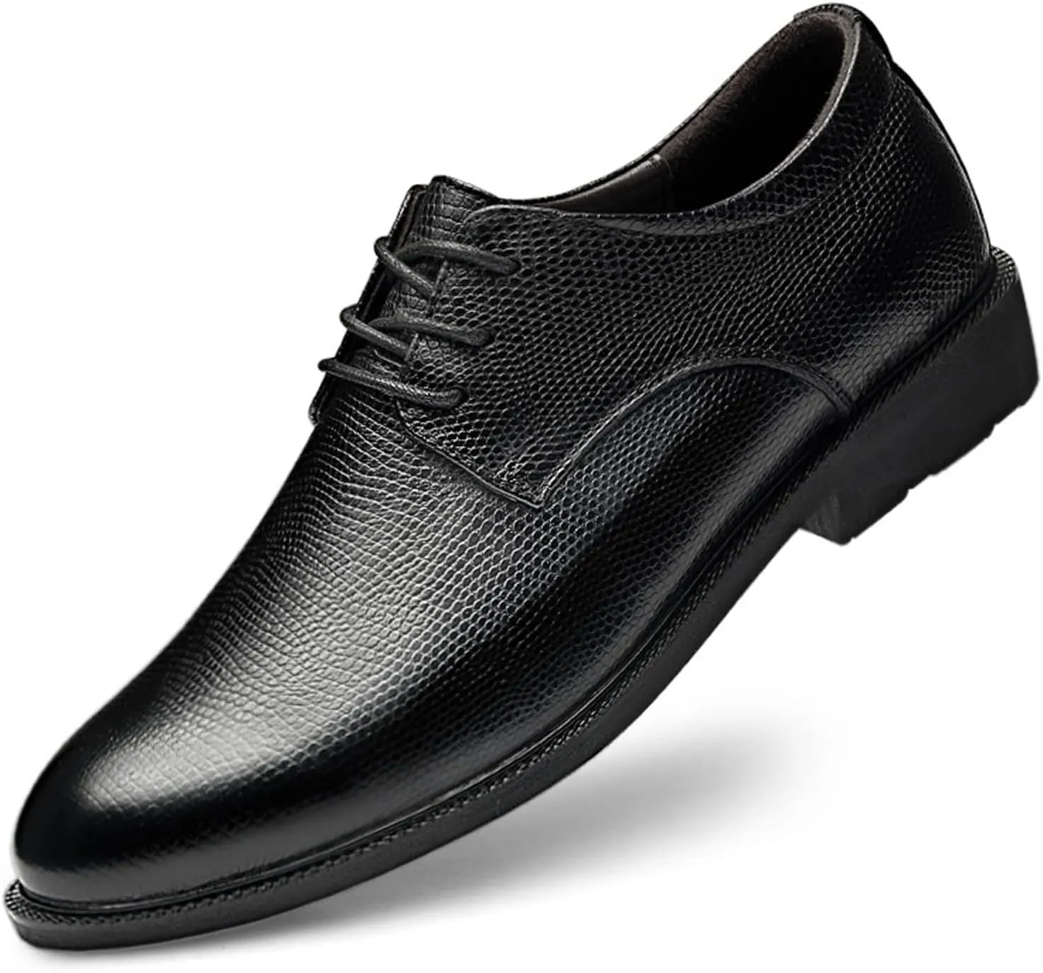 Dress Oxford Shoes for Men Lace Up Height Increasing Elevator Leather Derby Shoes 2.3 Inches Taller Slip Resistant Rubber Sole Low Top Block Heel