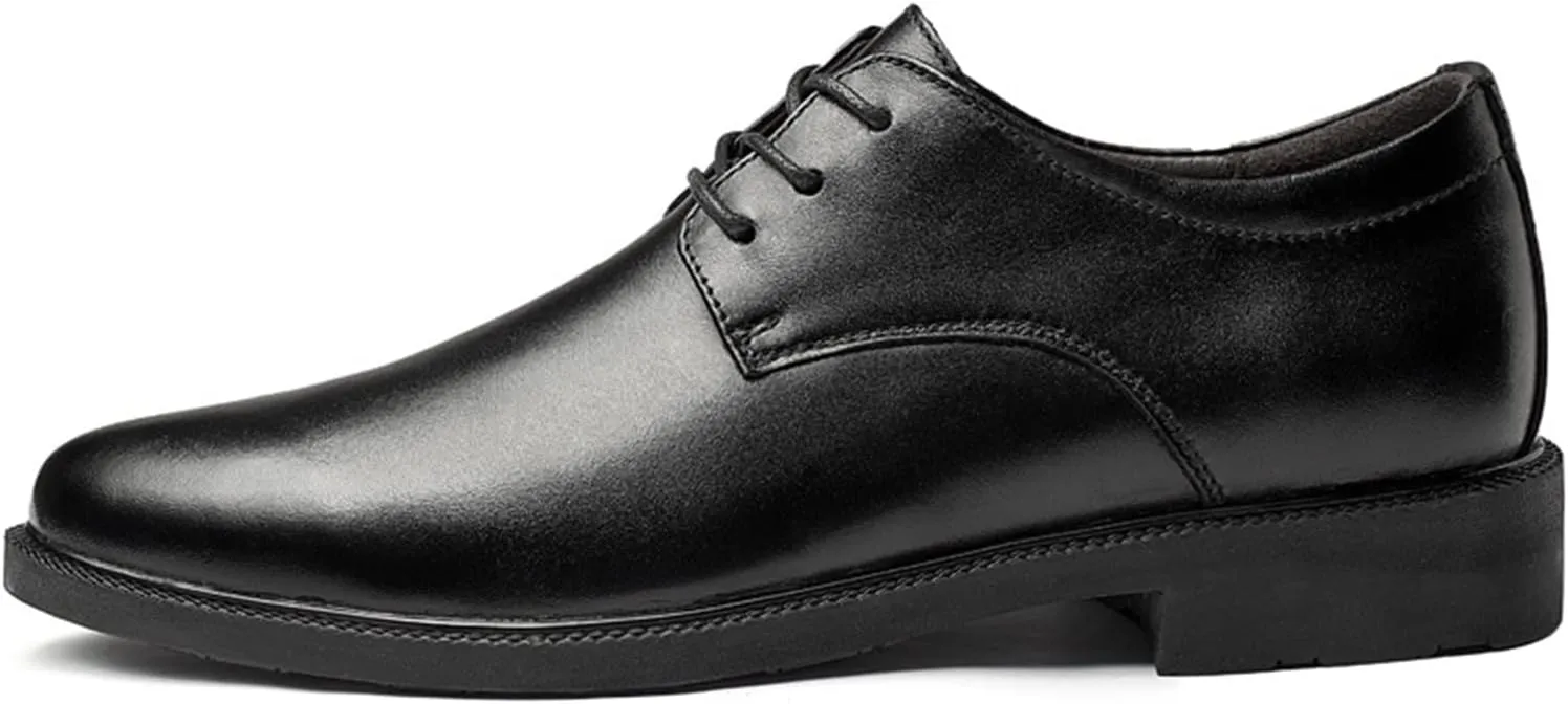 Dress Oxford Shoes for Men Lace Up Height Increasing Elevator Leather Derby Shoes 2.3 Inches Taller Slip Resistant Rubber Sole Low Top Block Heel