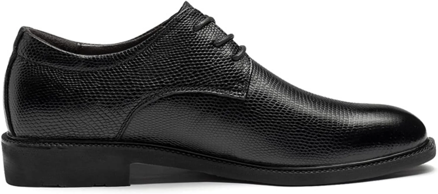 Dress Oxford Shoes for Men Lace Up Height Increasing Elevator Leather Derby Shoes 2.3 Inches Taller Slip Resistant Rubber Sole Low Top Block Heel