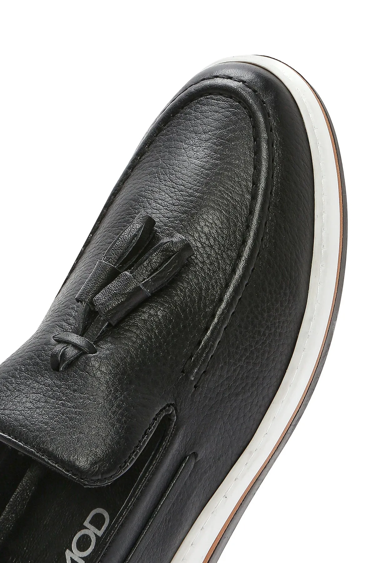 Erkek Siyah Püsküllü Deri Casual Loafer