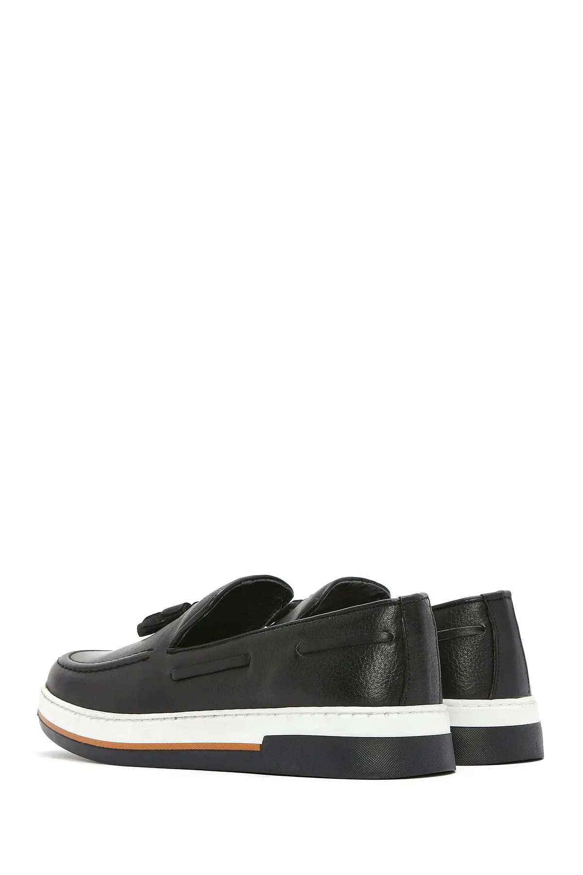 Erkek Siyah Püsküllü Deri Casual Loafer