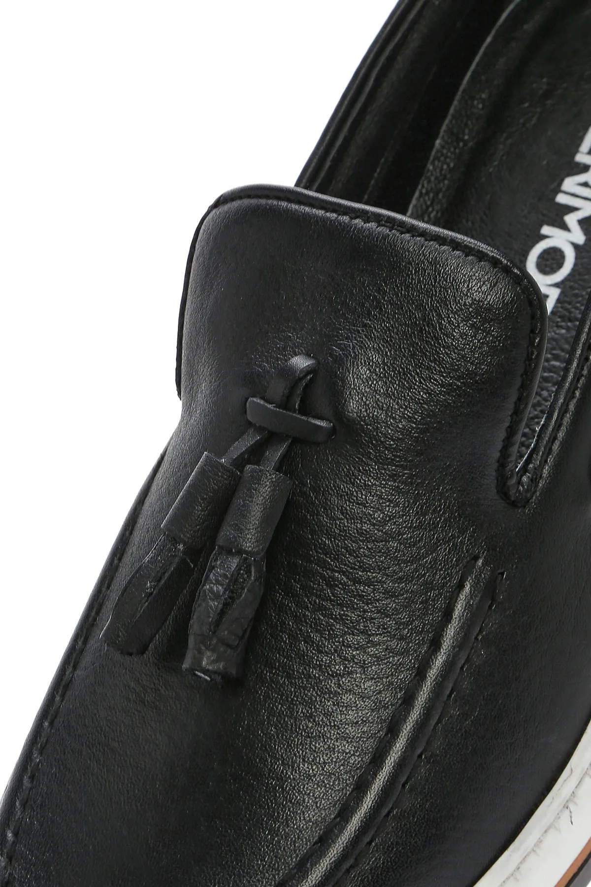 Erkek Siyah Püsküllü Deri Casual Loafer