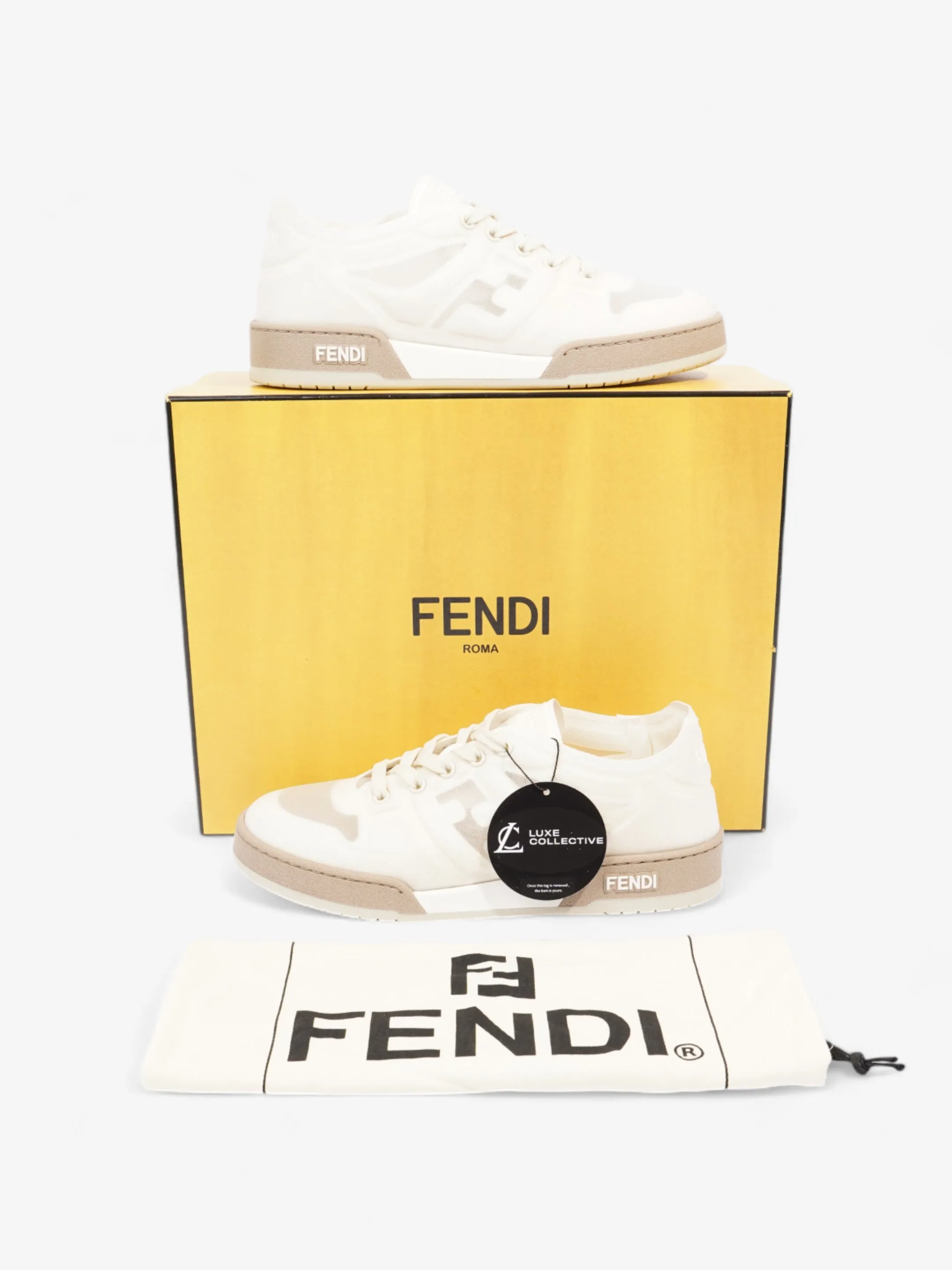 Fendi Low Top Sneaker White Mesh EU 38.5 UK 5.5