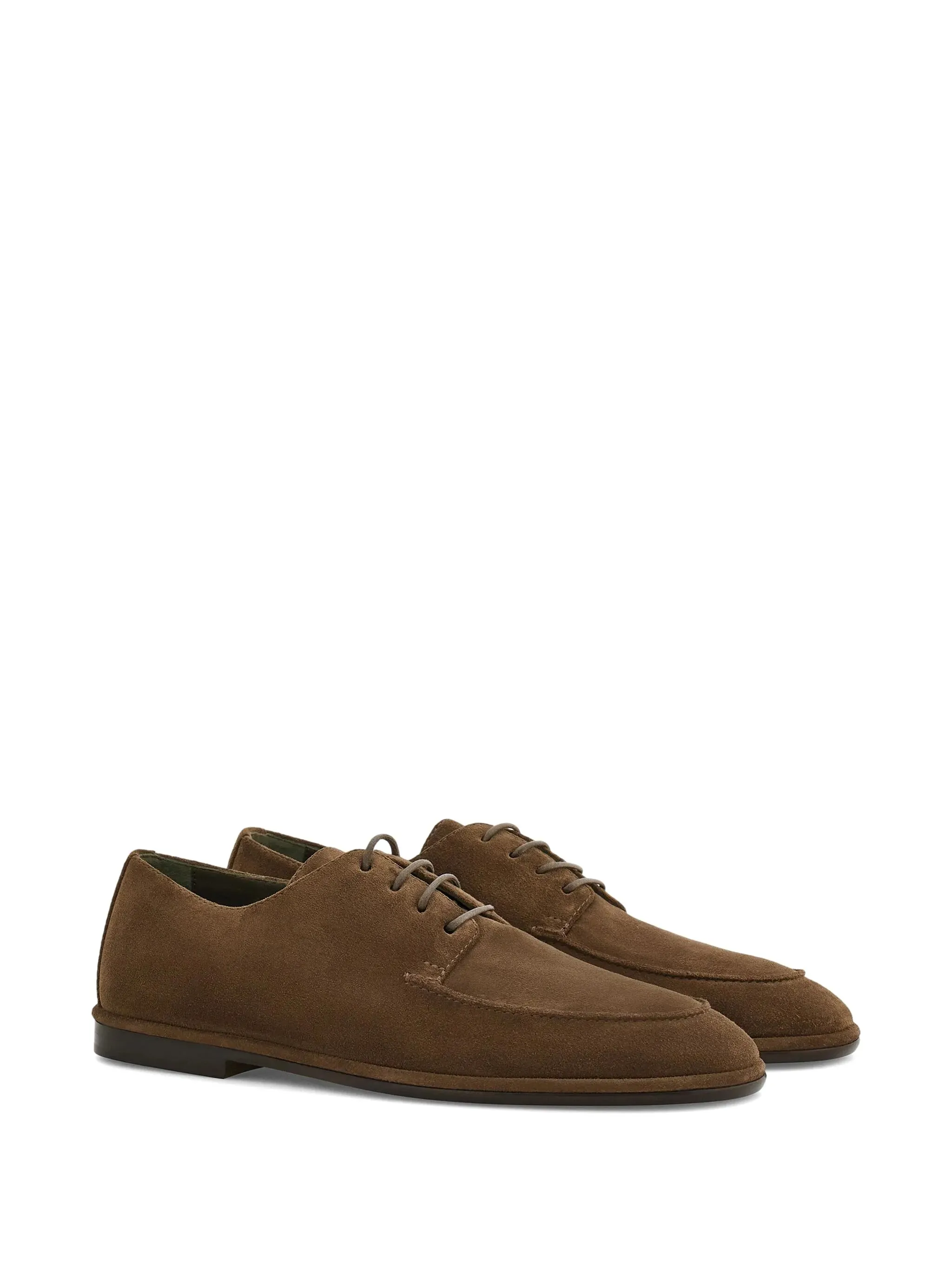 Ferragamo Camel Brown Suede Derby