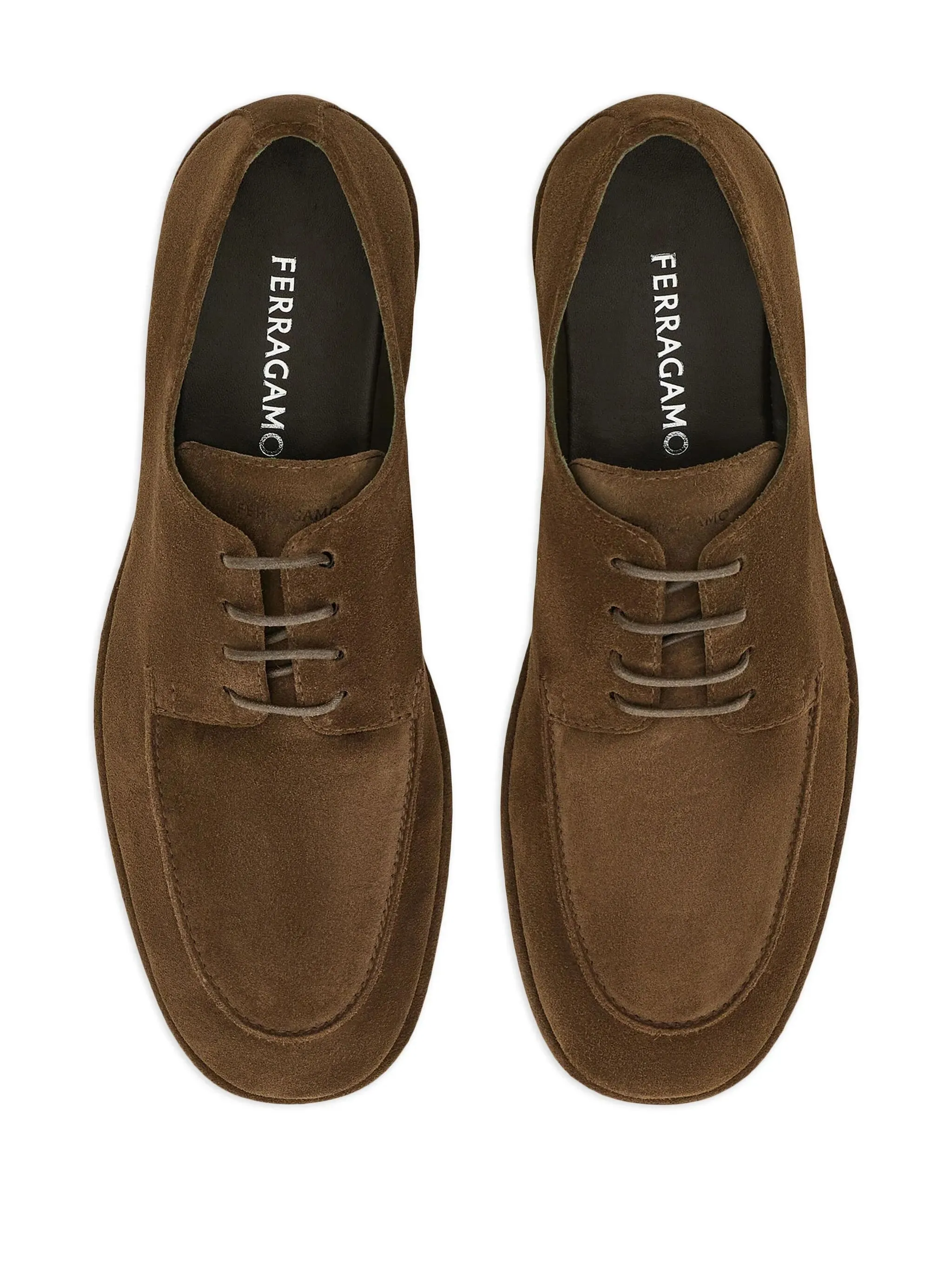 Ferragamo Camel Brown Suede Derby