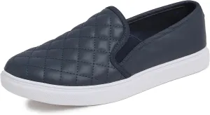 FEVERSOLE Women's Casual Slip On Sneaker Comfort Quilted Loafer Flats