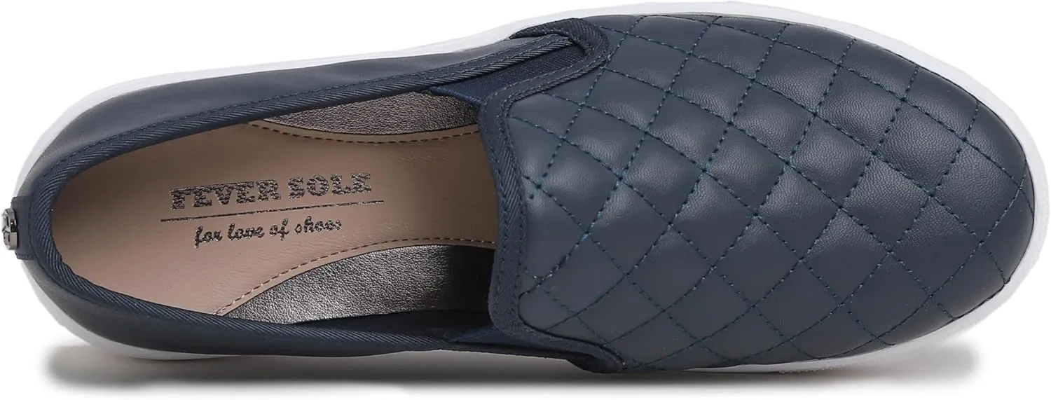 FEVERSOLE Women's Casual Slip On Sneaker Comfort Quilted Loafer Flats