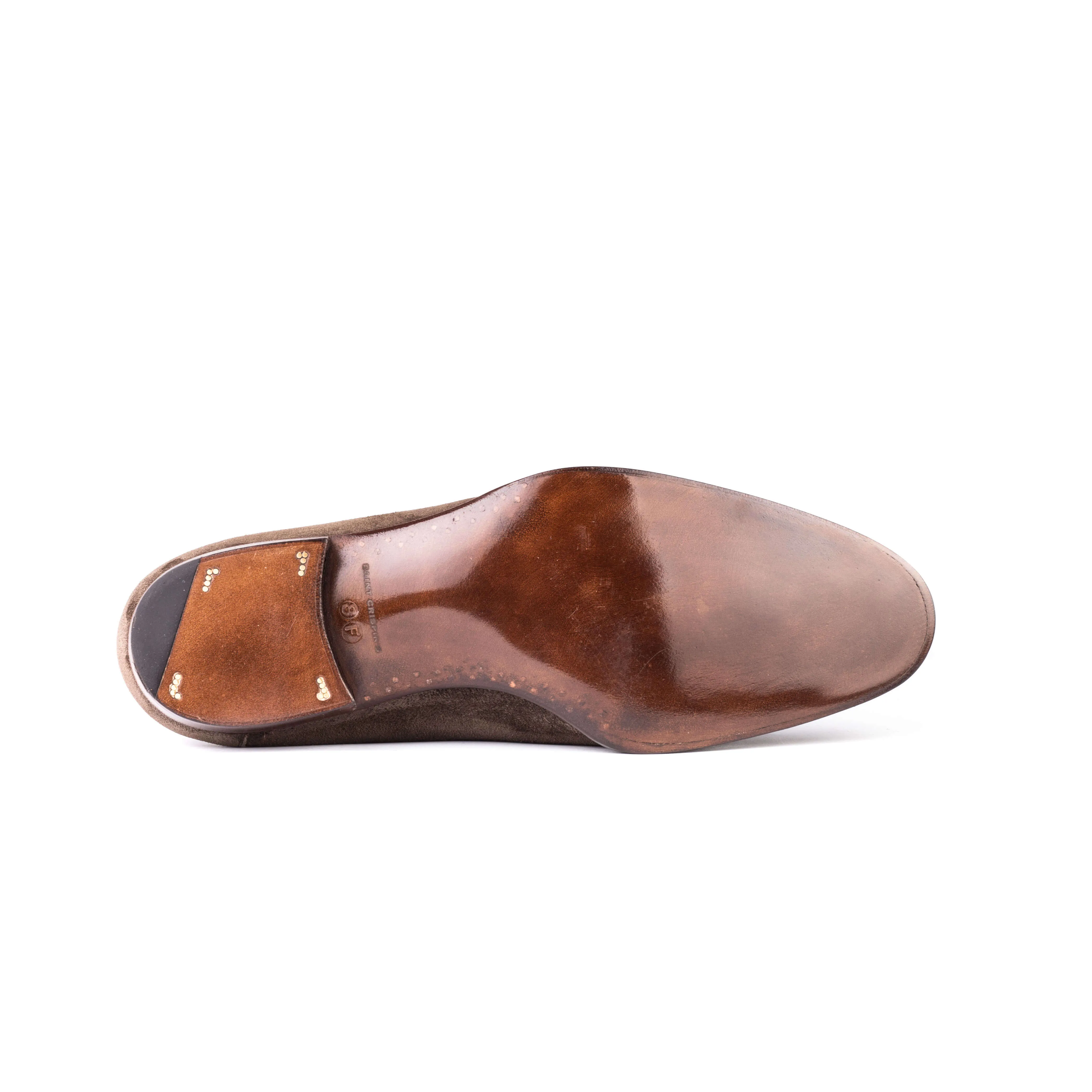 Five eyelet split toe Derby in dark brown Milkchocolate suede leather