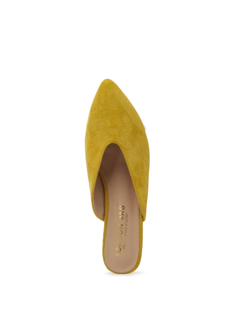 frida pointed toe heeled mules