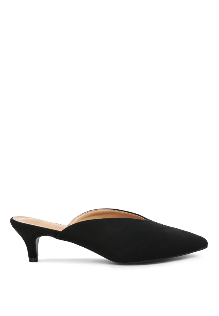 frida pointed toe heeled mules