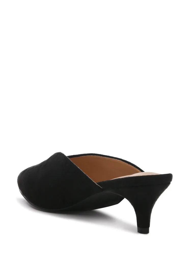 frida pointed toe heeled mules
