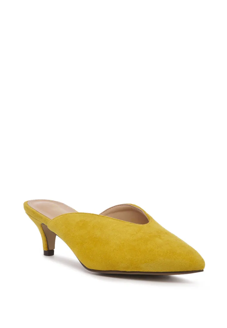 frida pointed toe heeled mules