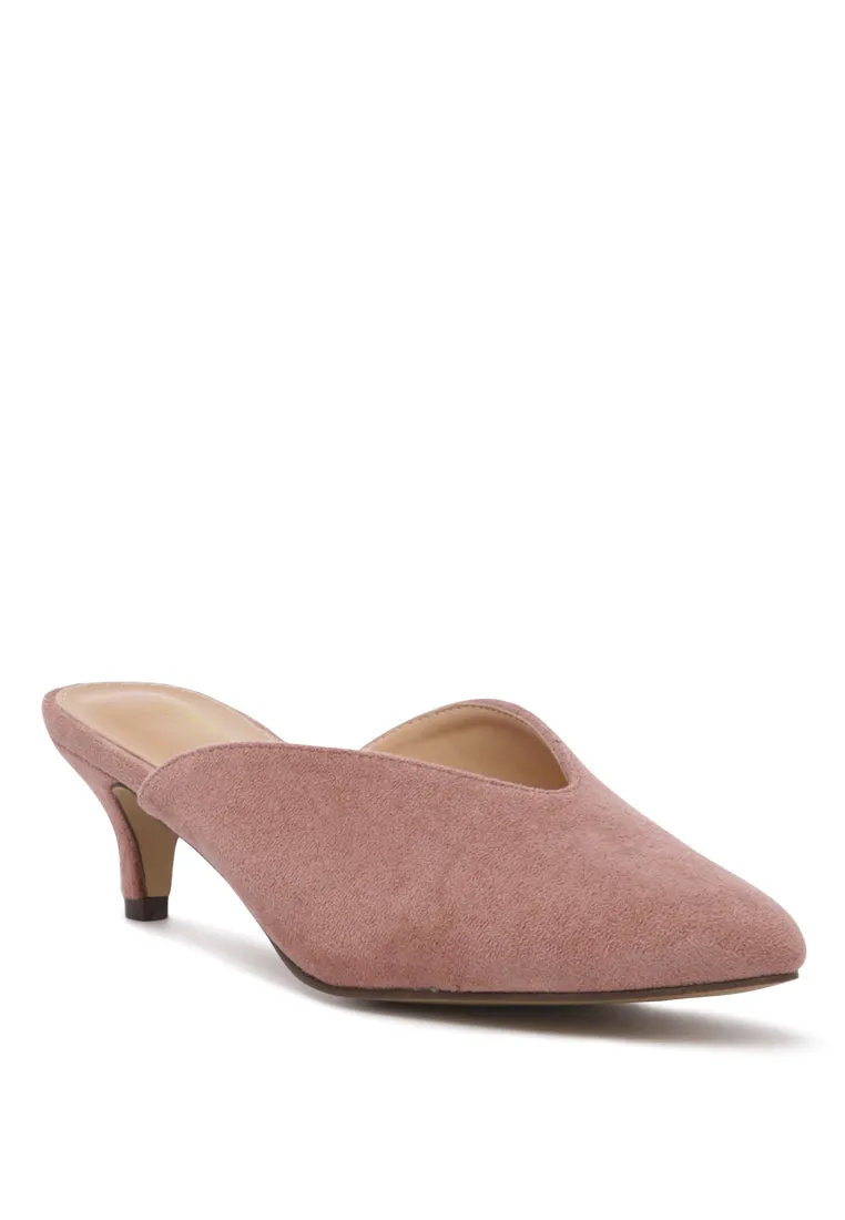 frida pointed toe heeled mules