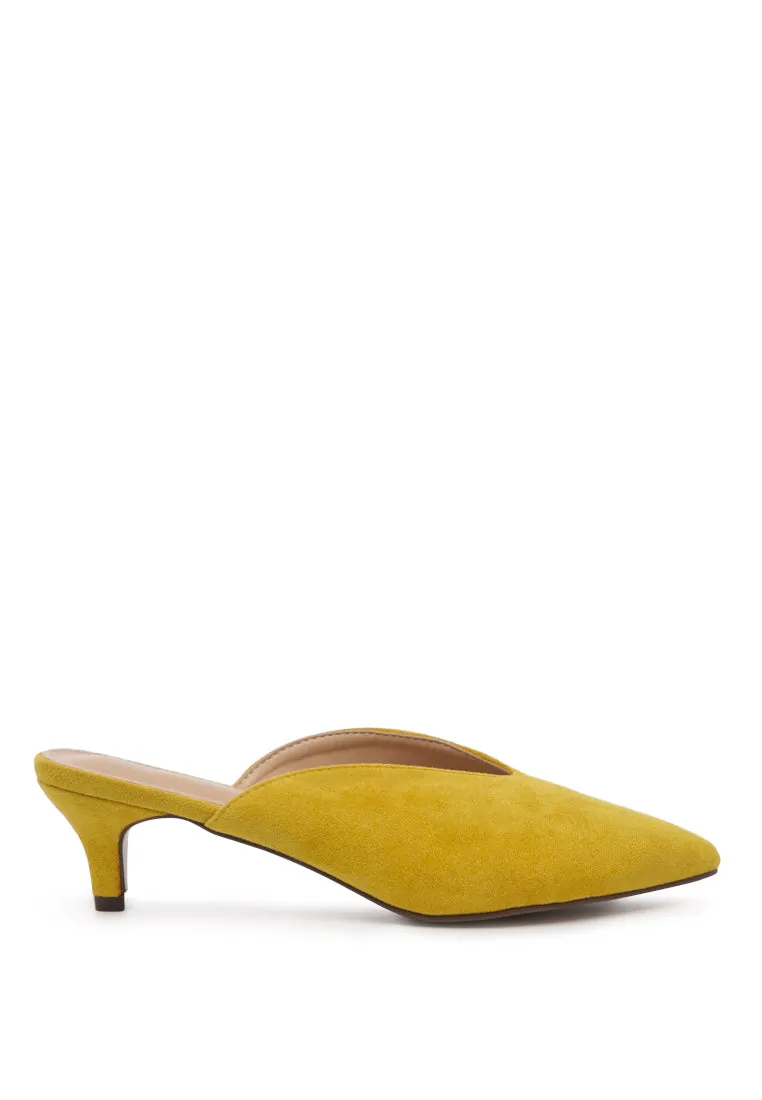 frida pointed toe heeled mules
