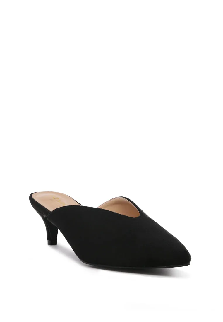 frida pointed toe heeled mules