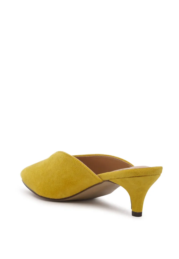 frida pointed toe heeled mules