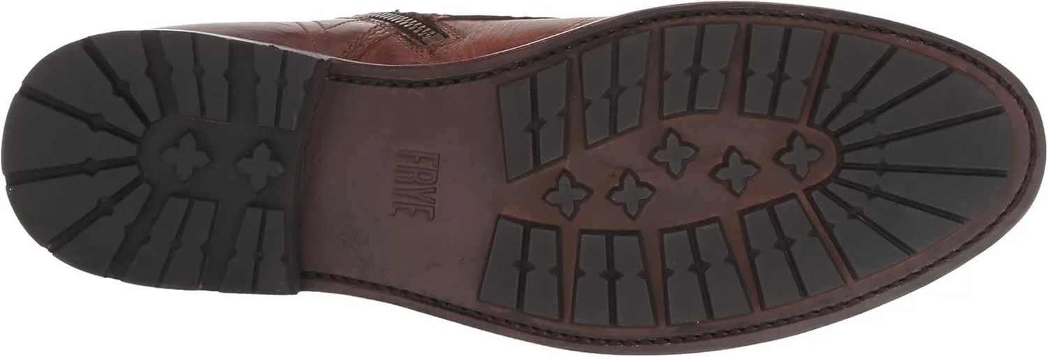 Frye Bowery Lace Up Vintage-Style Leather Boots for Men - Fine Pull-Up Leather with Zipper Closure, Antique Brass Hardware, and Lug Traction Outsole