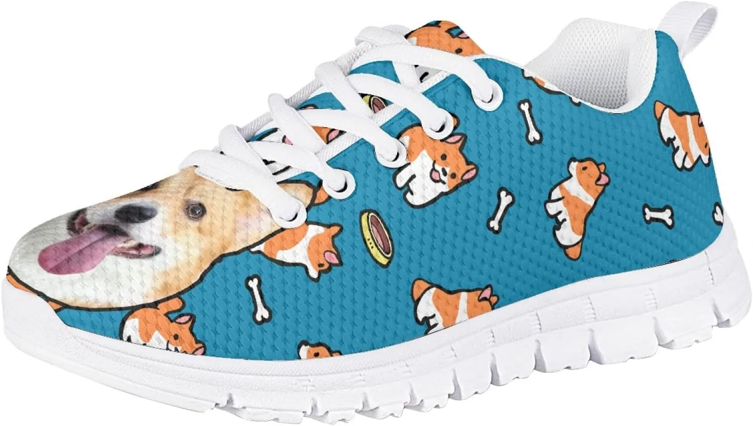 Funny Cat Dog Print Tennis Shoes for Girls and Boys Lightweight Mesh Casual Athletic Running Shoes