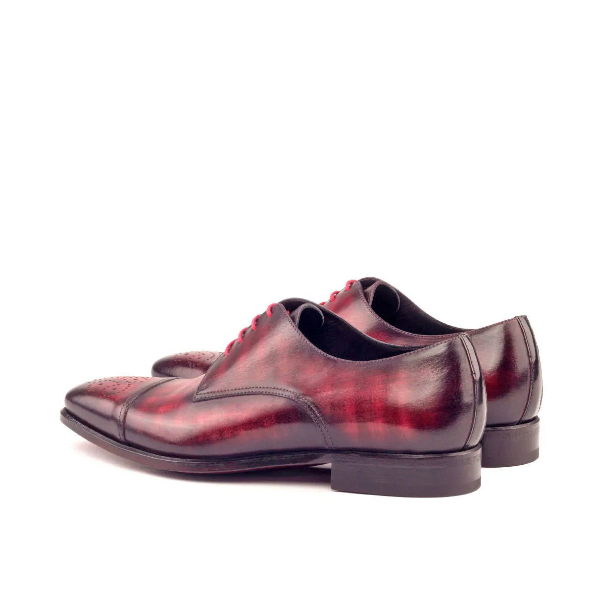 Gentlemen Derby in Hand Painted Burgundy Patina - Calf Leather with Goodyear Welt