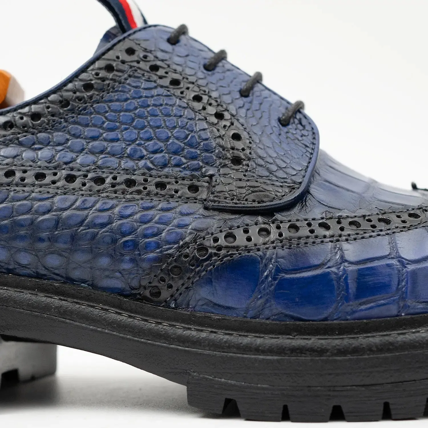 Genuine Crocodile Leather Men's Derby Brogues Blue