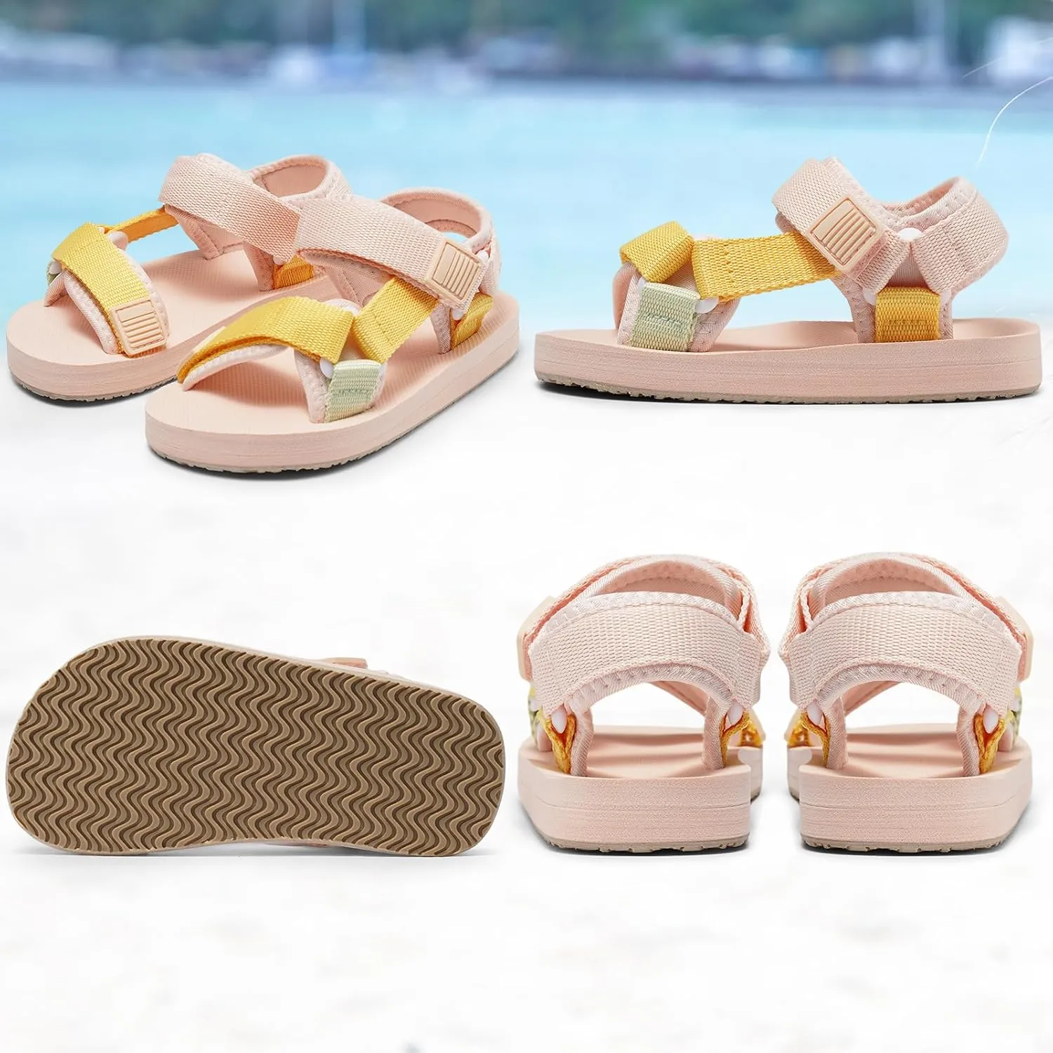 Girls Kids Summer Sandals Slides Open Toe Beach Adjustable Straps Athletic Outdoor Shoes