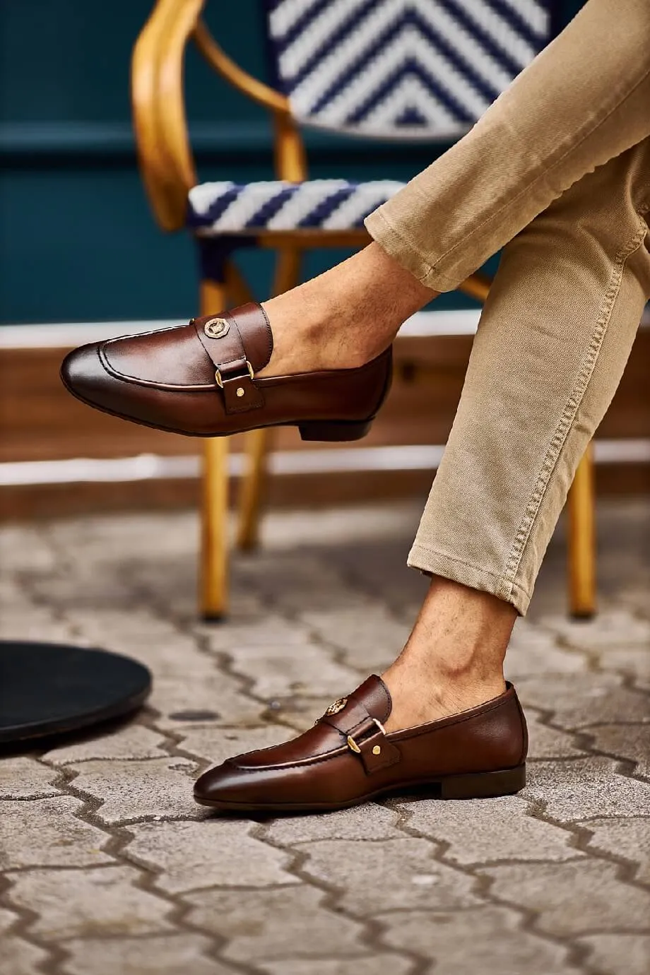 Gled Brown Buckled Loafers