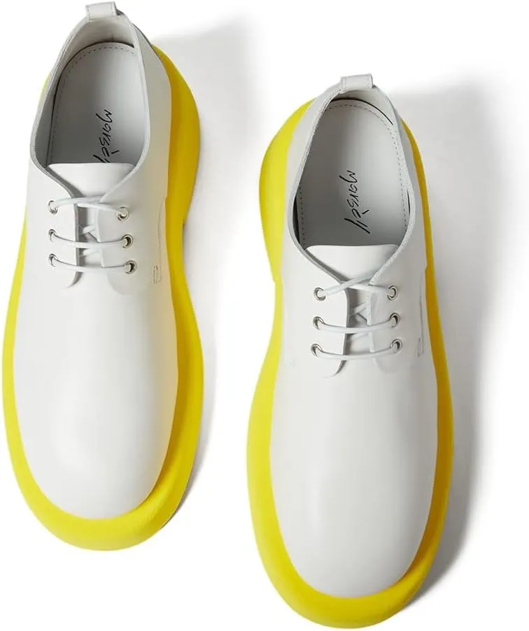 Gommellone - Derby Pelle Vitello Bianco Optical Suola Gialla EU 44 (US Men's 11) M