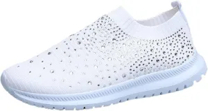 GUTZBSY Womens Rhinestones Glitter Fashion Mesh Walking Shoe,Bling Sneakers for Women Rhinestones