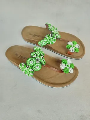 Handmade African Beaded Sandals/Authentic Maasai-Style Leather Flip-Flops Women/Boho Beach Sandals/Comfortable Summer Sandal African Gifts