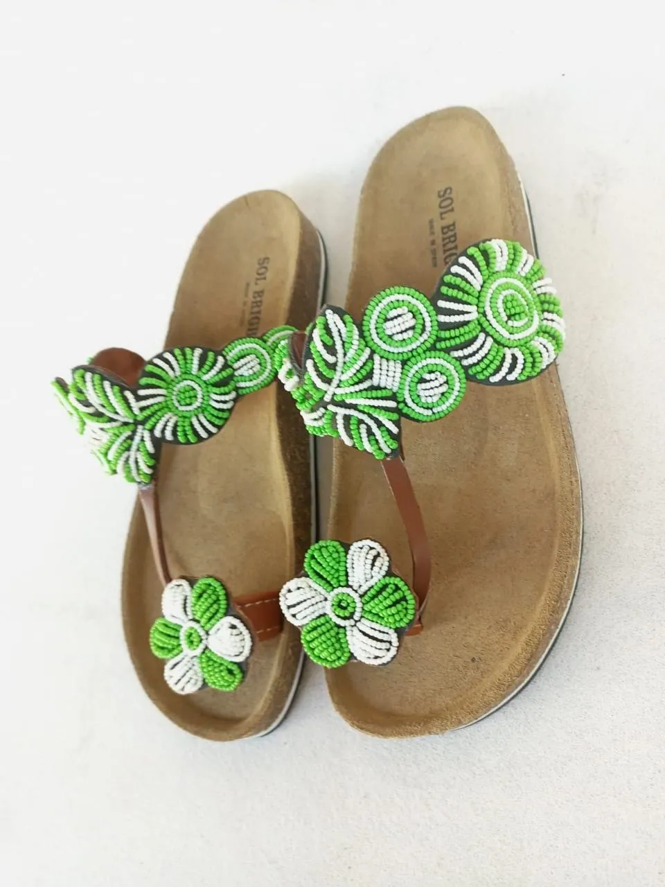 Handmade African Beaded Sandals/Authentic Maasai-Style Leather Flip-Flops Women/Boho Beach Sandals/Comfortable Summer Sandal African Gifts