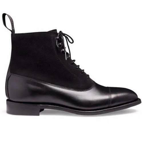 Handmade Black Suede & Leather Ankle Boots for Business