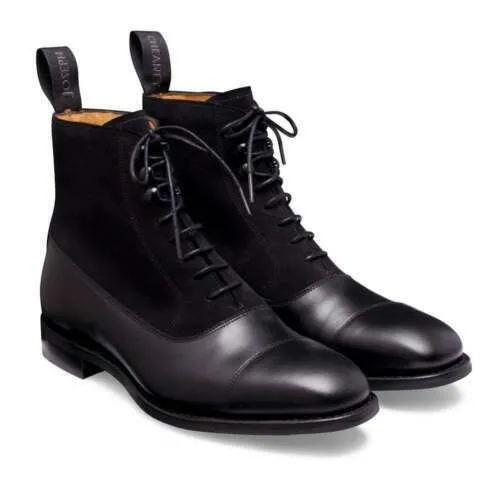 Handmade Black Suede & Leather Ankle Boots for Business