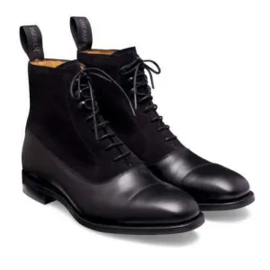 Handmade Black Suede & Leather Ankle Boots for Business