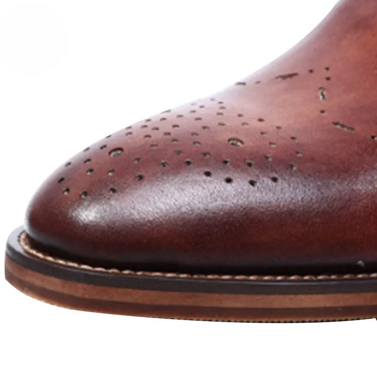 Handmade Full Grain Leather Perforated Derby Dress Shoes